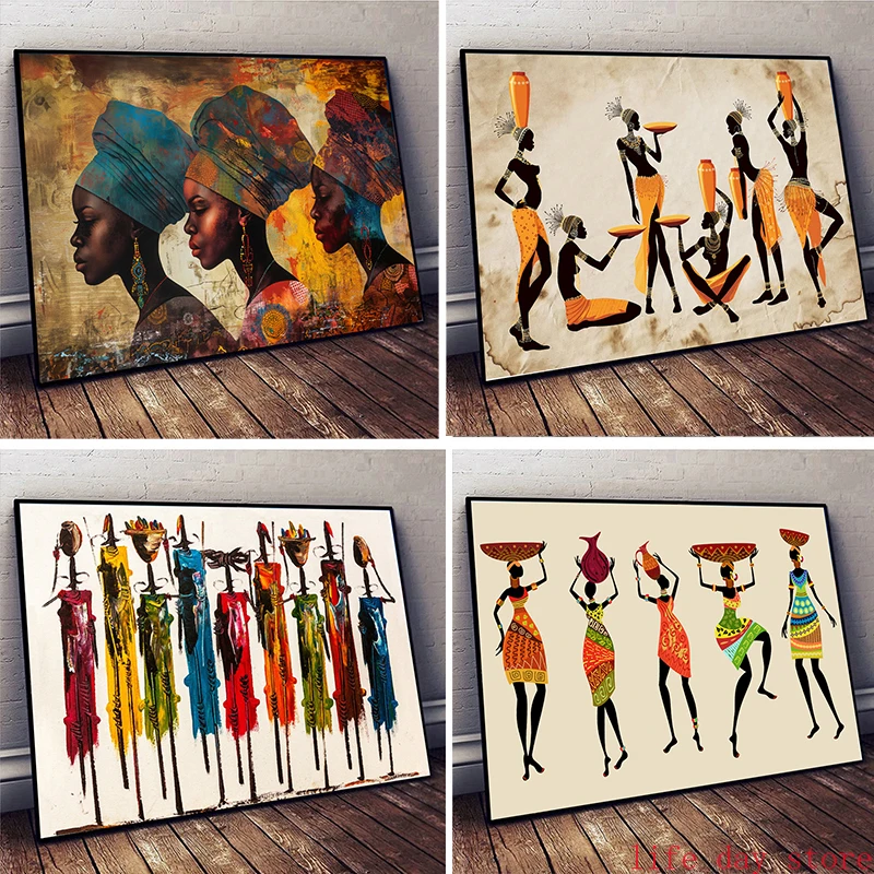 Interior Design House - Ethnic African Black Woman Canvas Painting