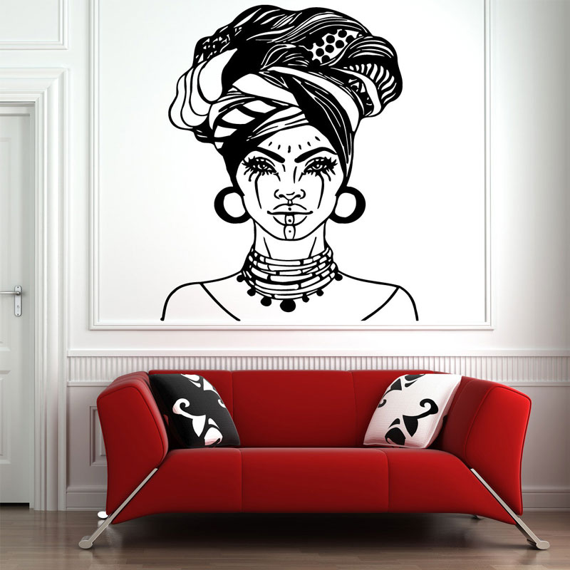Interior Design With Wallpaper - Beautiful African Woman Wall Decal African