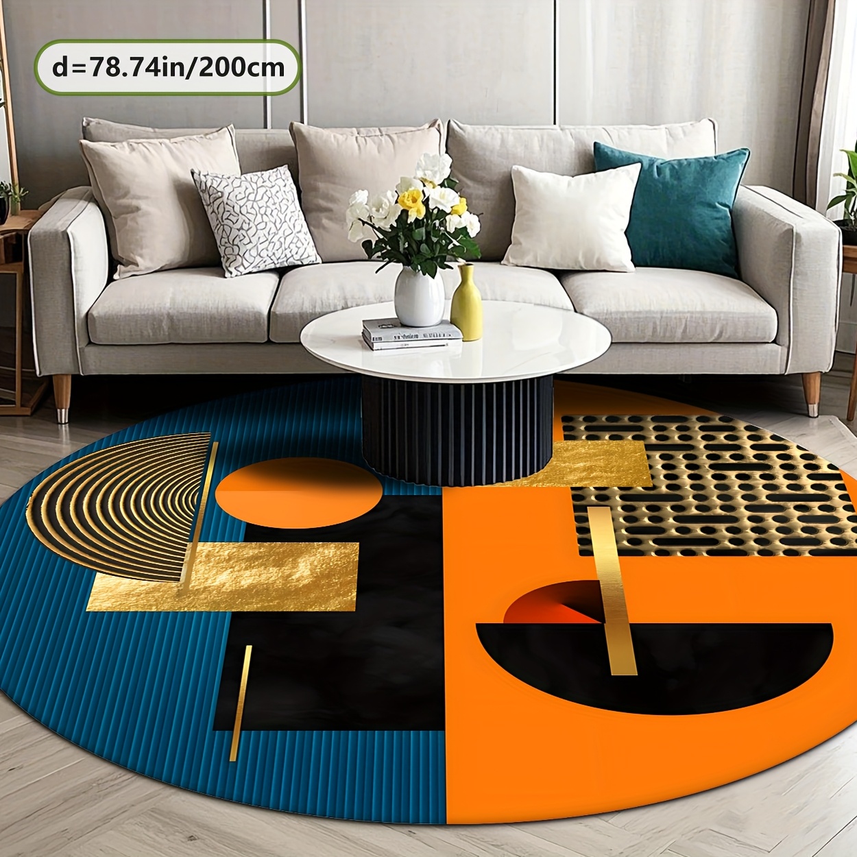 Orange Blue Gold Abstract Geom - Interior Design Gold review and price
