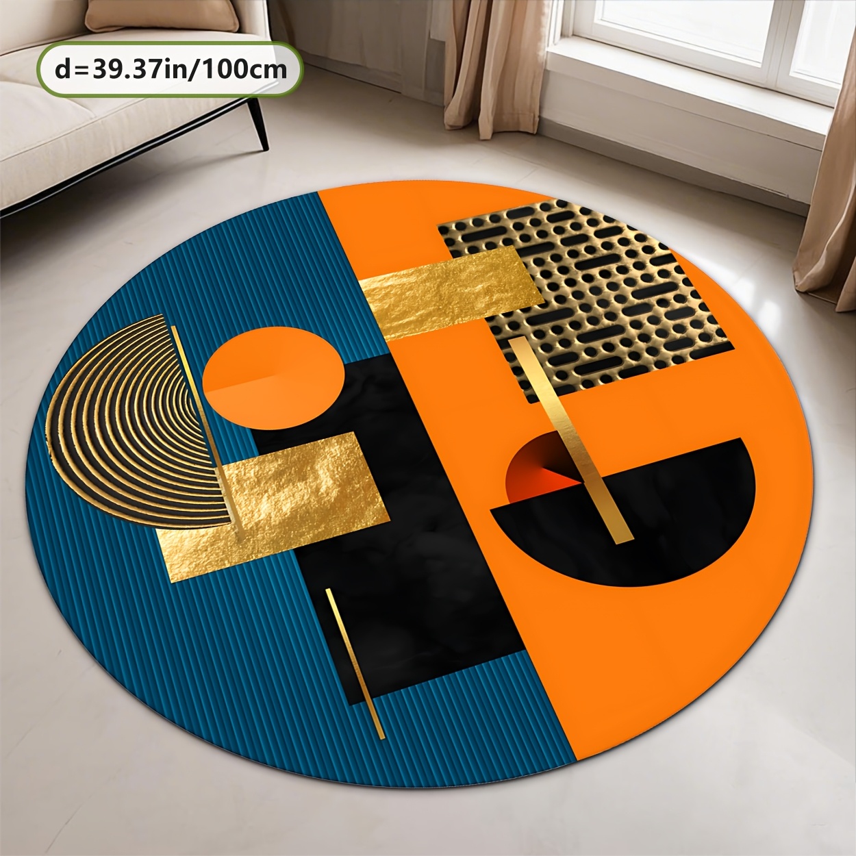 Orange Blue Gold Abstract Geom - Interior Design Gold review and price