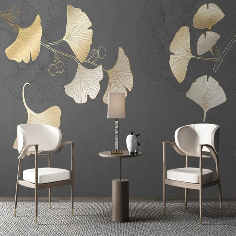 Custom Nordic Style Leaf Print - Interior Design With Wallpaper review and price