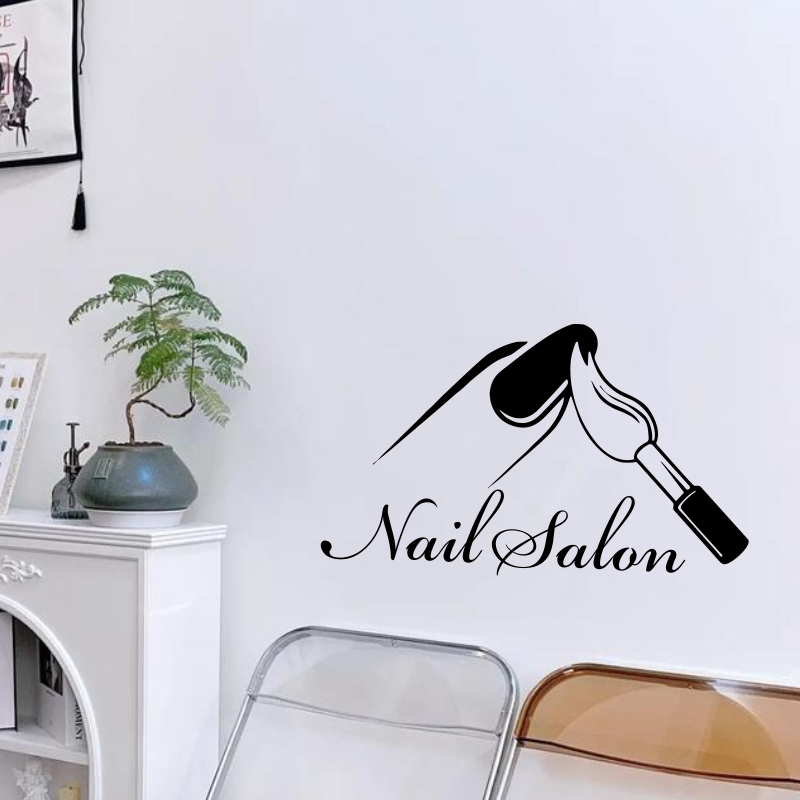 Nail Salon Shop Wall Decal Man - Interior Design With Wallpaper review and price