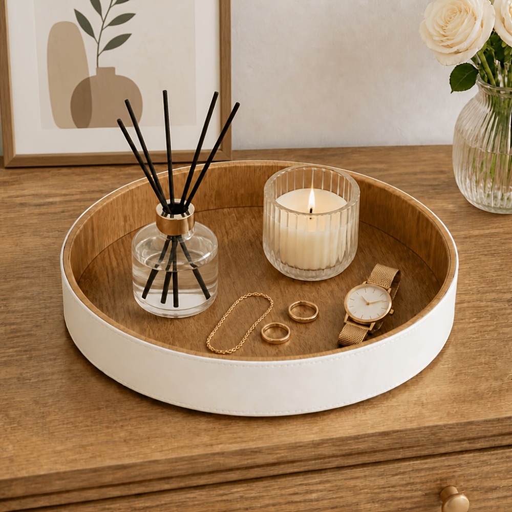 Circular Tray PU Leather Stora - Travertine Tray Oval review and price