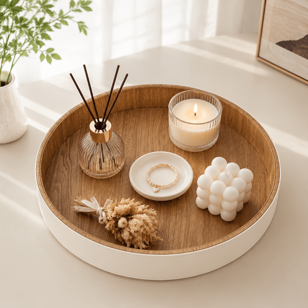 Circular Tray PU Leather Stora - Travertine Tray Oval review and price